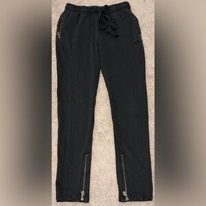 Lamb Chops Women’s Black Ankle Zip Joggers Size Small Drawstring And Zip Pockets